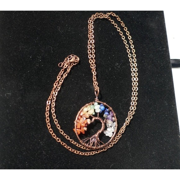 Tree of Life Chakra Pendant Necklace Copper Wire 32 inches long - Picture 5 of 5
